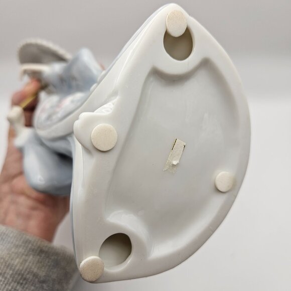 Vintage Porcelain Geisha Figurine w/ Parasol – Blue Kimono, Roses - Picture 8 of 8